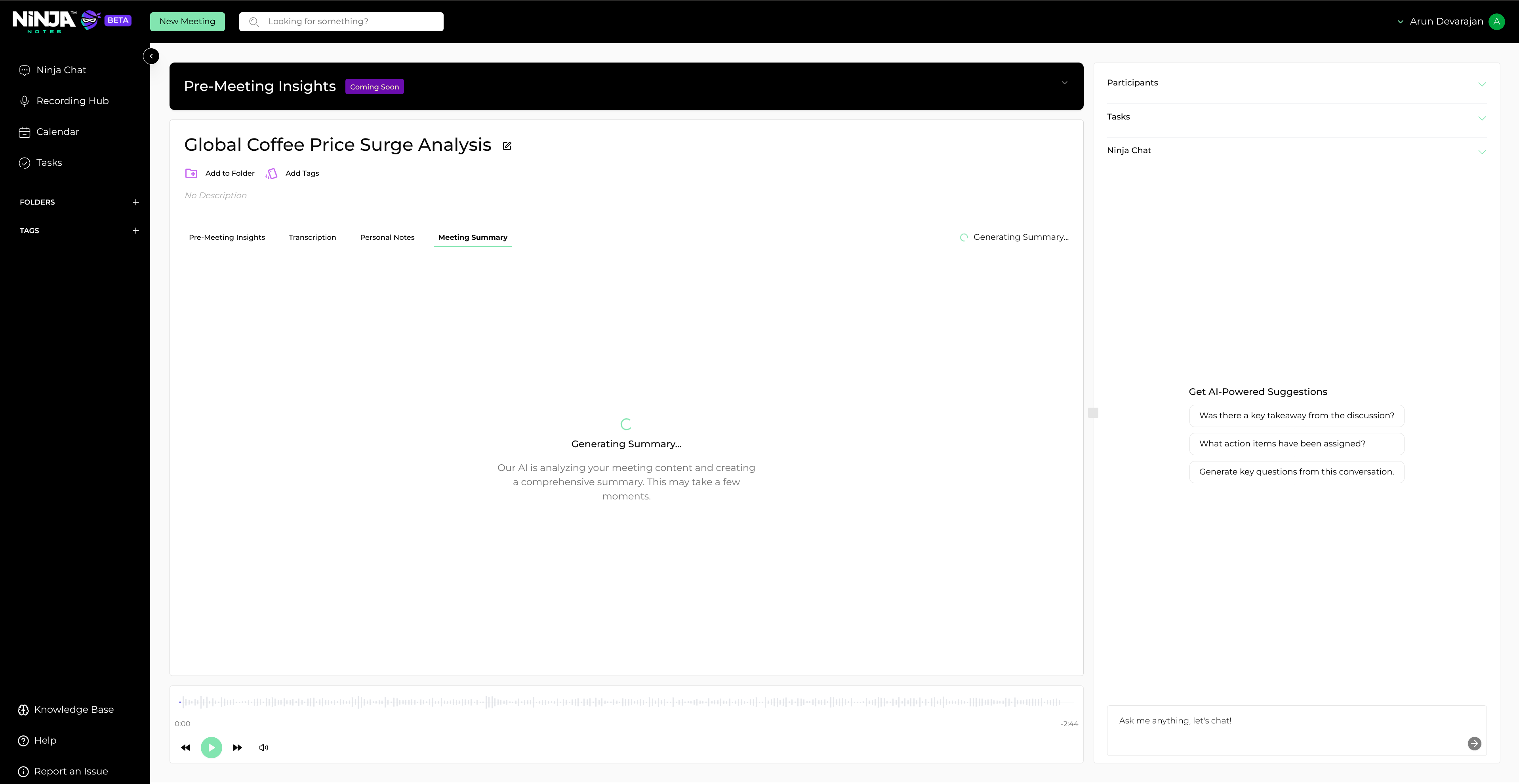 Generating summary progress