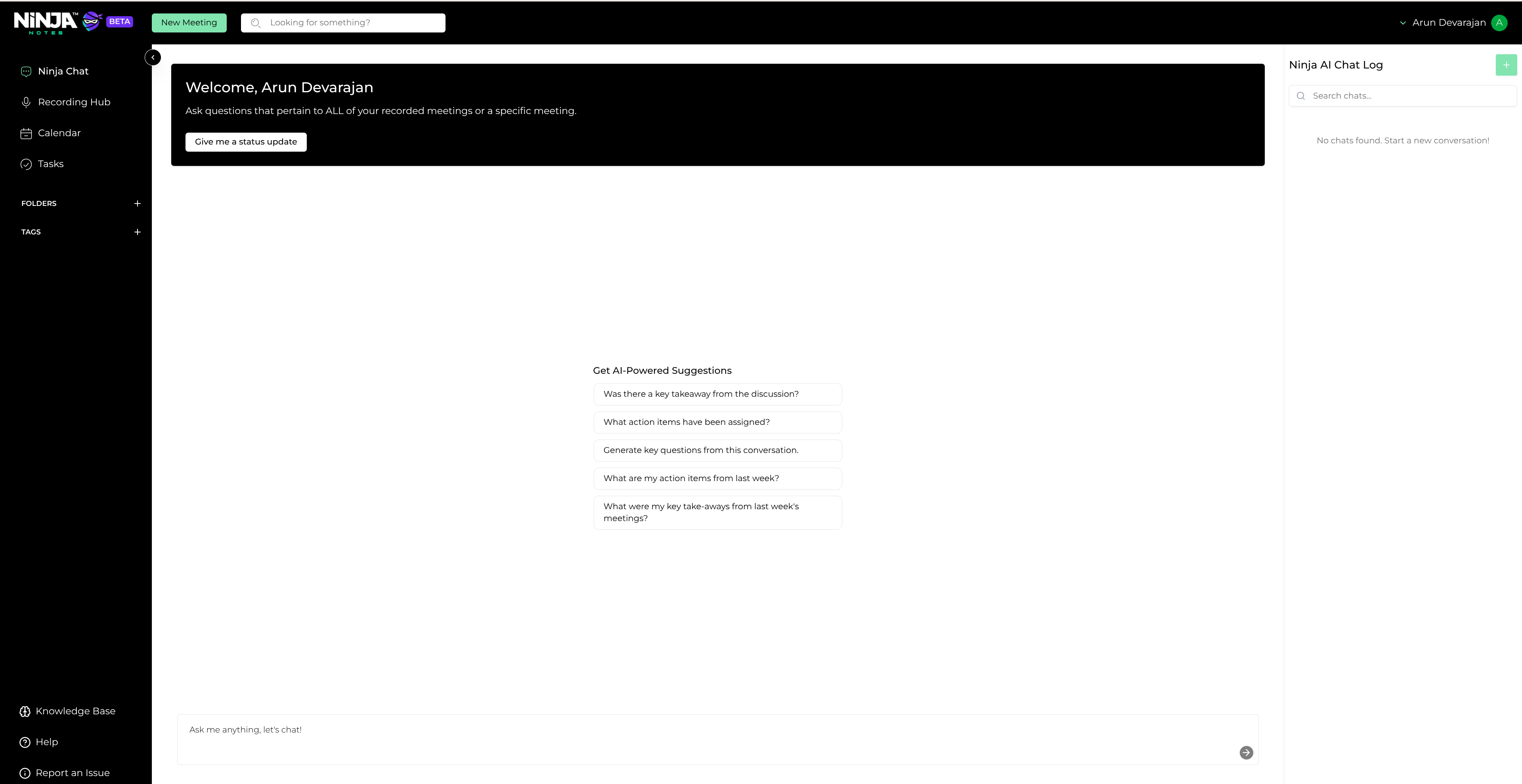 Recording Hub navigation