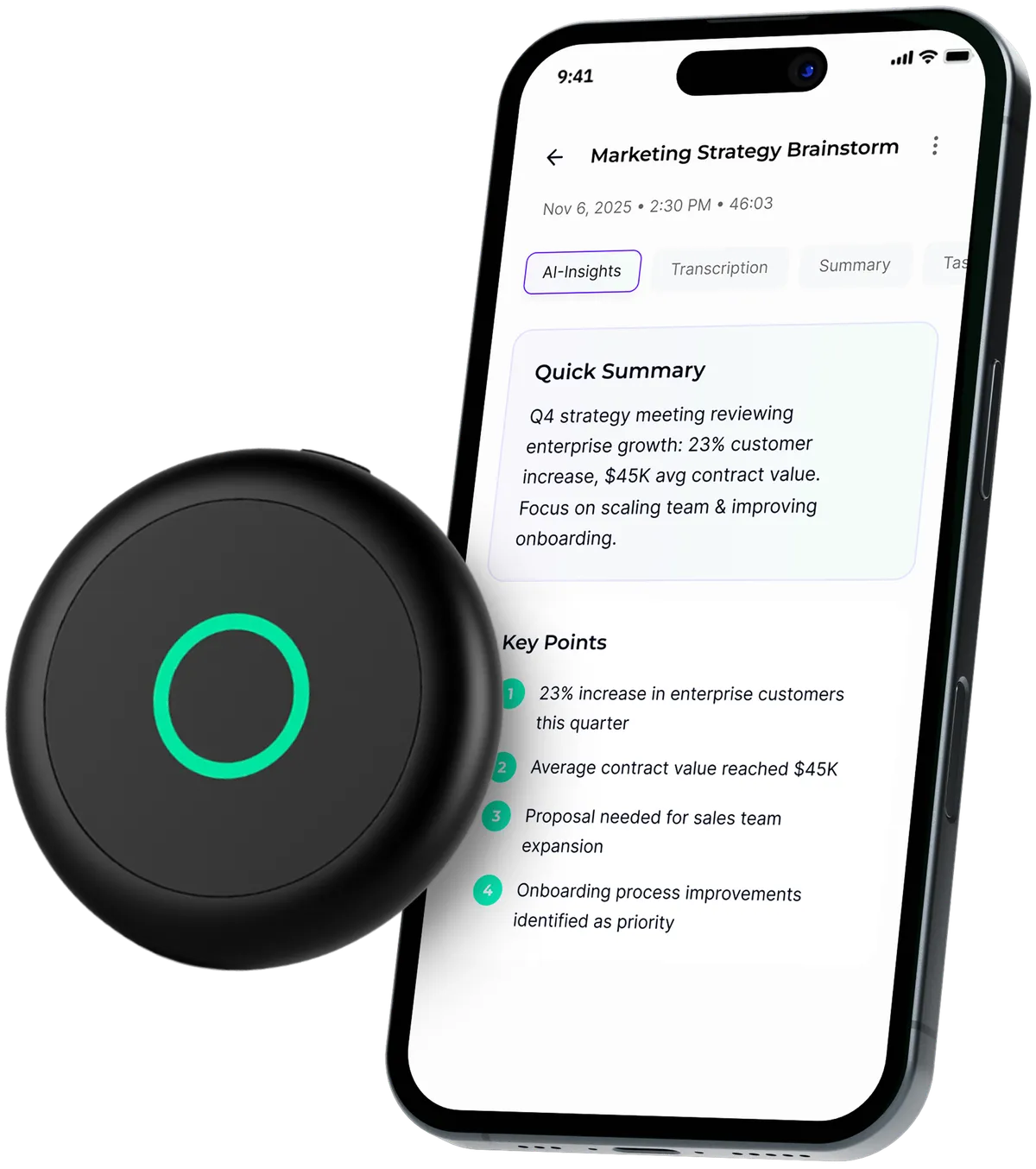 Ninja Notes AI-insights alongside the Sona recorder